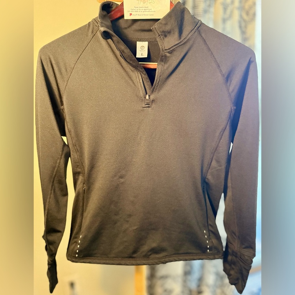 Senita Athletics Black Thermal Quarter-Zip Running Jacket
